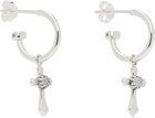Stolen Girlfriends Club SSENSE Exclusive Silver Gothic Side Cross Anchor Earrings
