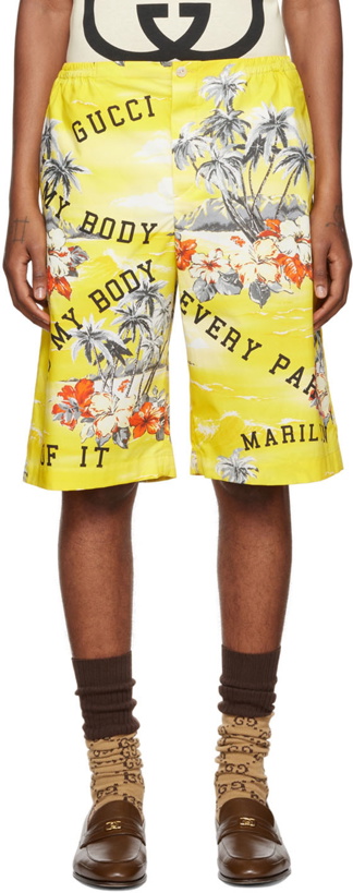 Photo: Gucci Yellow Printed Shorts