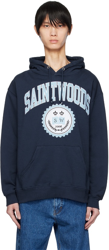 Photo: Saintwoods Navy Embroidered Hoodie