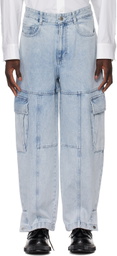 Solid Homme Blue Balloon Denim Cargo Pants