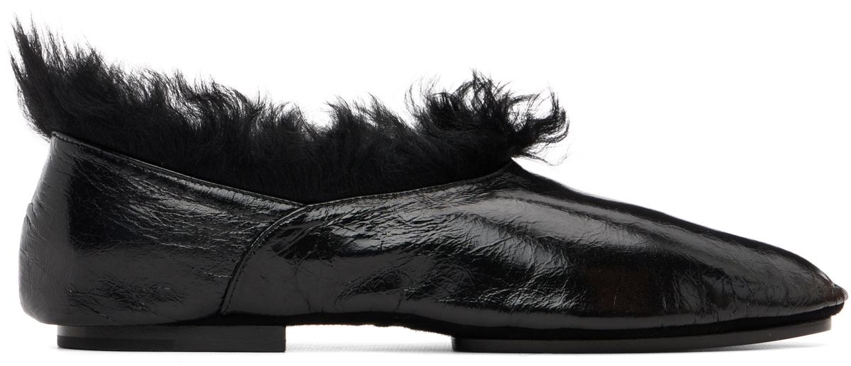 Jil Sander Black Deerskin Slippers