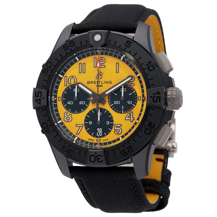 Photo: Breitling Avenger Chronograph Automatic Yellow Dial Mens Watch SB0147101I1X2