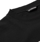 BALENCIAGA - Oversized Distressed Printed Cotton-Jersey T-Shirt - Black