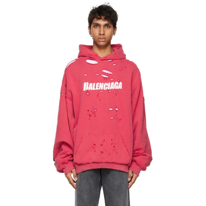 Photo: Balenciaga Red Caps Destroyed Hoodie