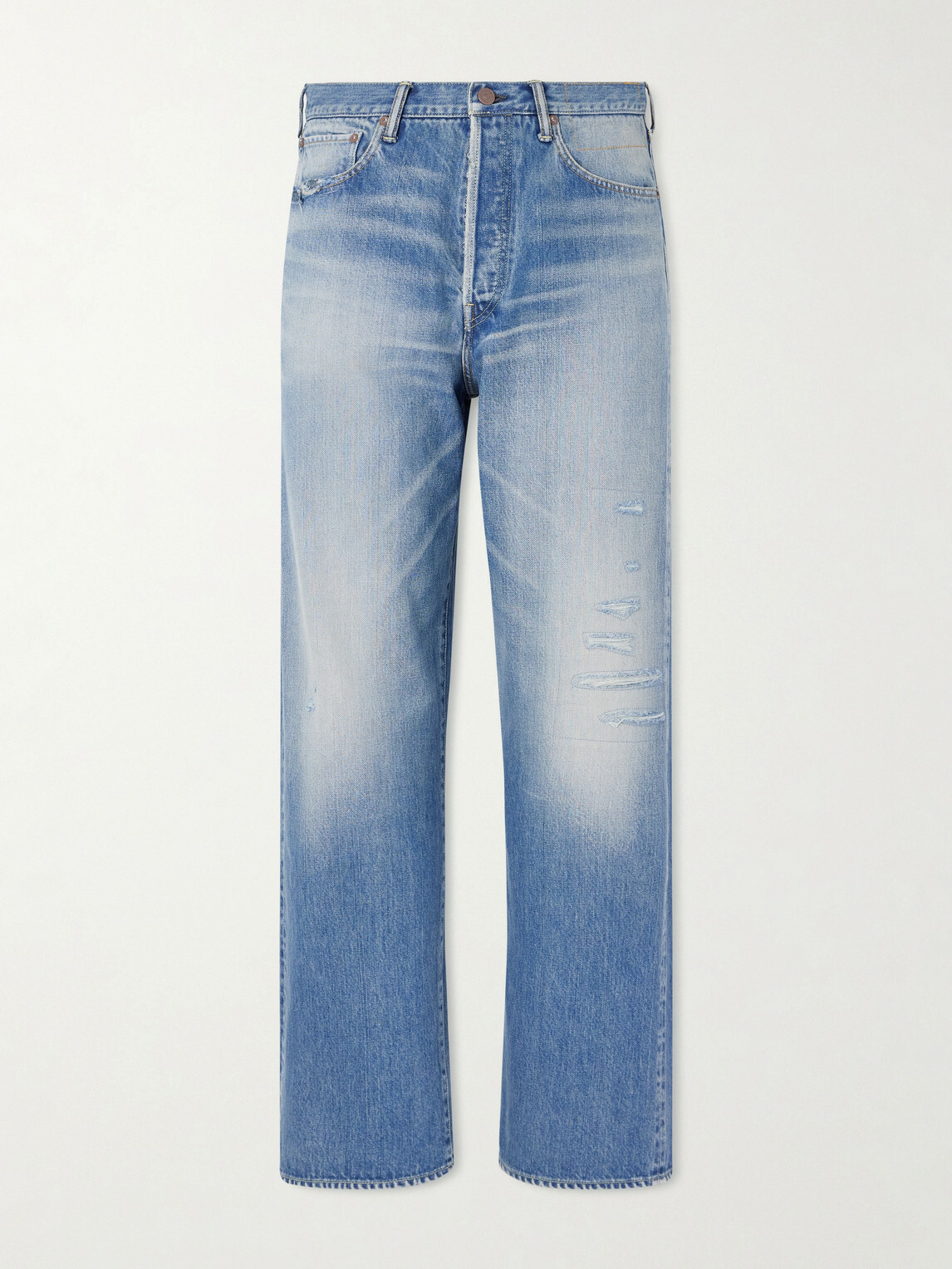 Visvim - Social Sculpture 01 Wide-Leg Distressed Selvedge Jeans - Blue