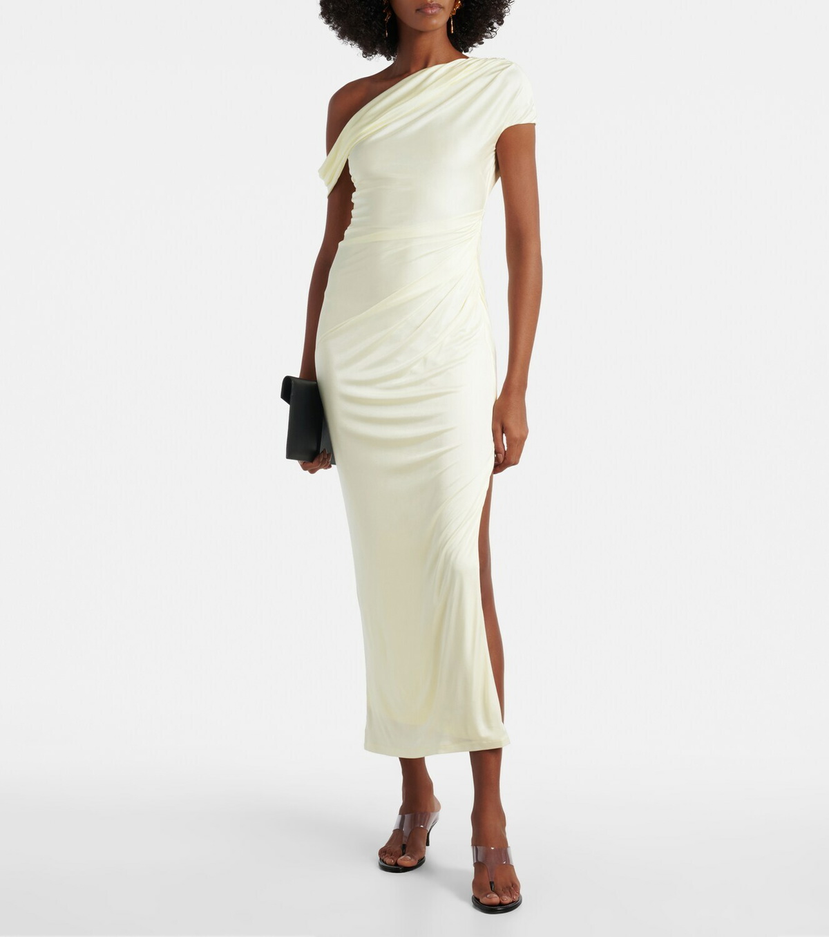 Galvan Draped one-shoulder midi dress