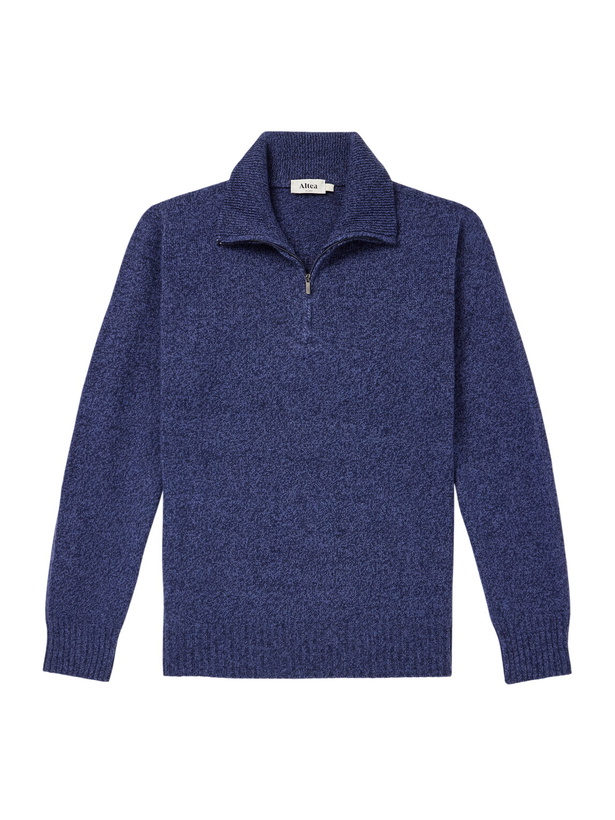 Photo: Altea - Wool and Cashmere-Blend Half-Zip Sweater - Blue