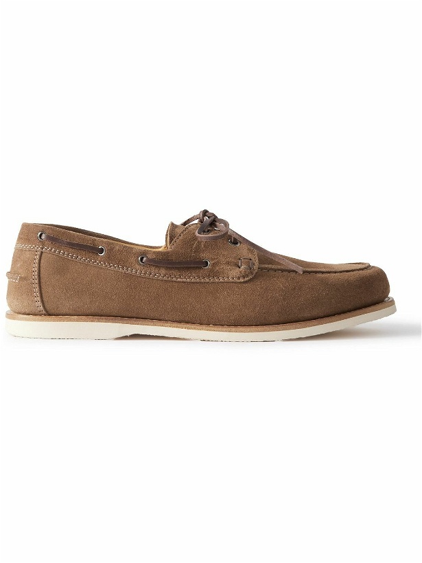 Photo: Brunello Cucinelli - Leather-Trimmed Suede Boat Shoes - Brown