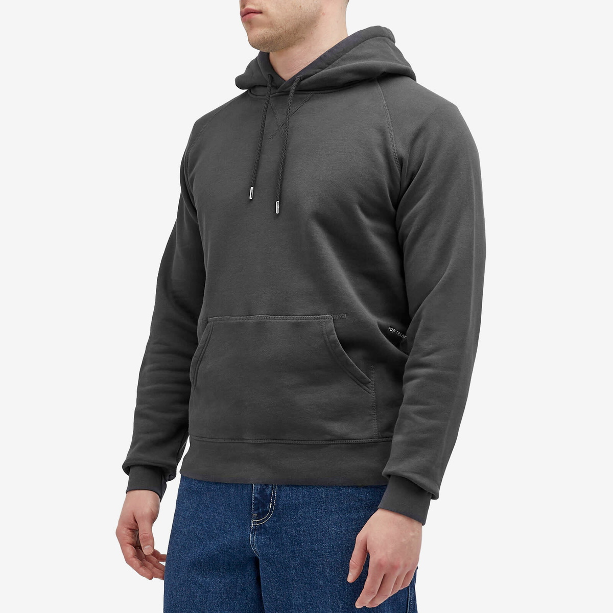 POP Trading Company Men's Logo Hooded Sweat in Anthracite POP Trading Company Men's Logo Hooded Sweat in Anthracite