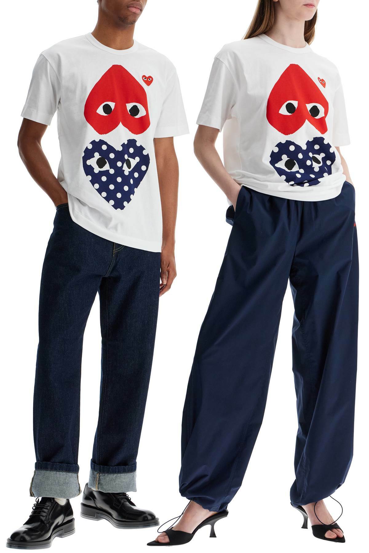COMME DES GARCONS PLAY unisex t-shirt in white cotton with graphic heart White