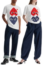 COMME DES GARCONS PLAY unisex t-shirt in white cotton with graphic heart White