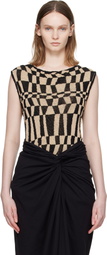 Dries Van Noten Beige & Black Checked Sweater