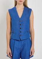 Blaze Milano Feral Silk and Linen-blend Vest Blue