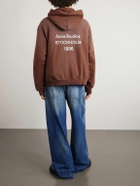Acne Studios - Franziska Garment-Dyed Distressed Logo-Print Cotton-Blend Jersey Hoodie - Brown