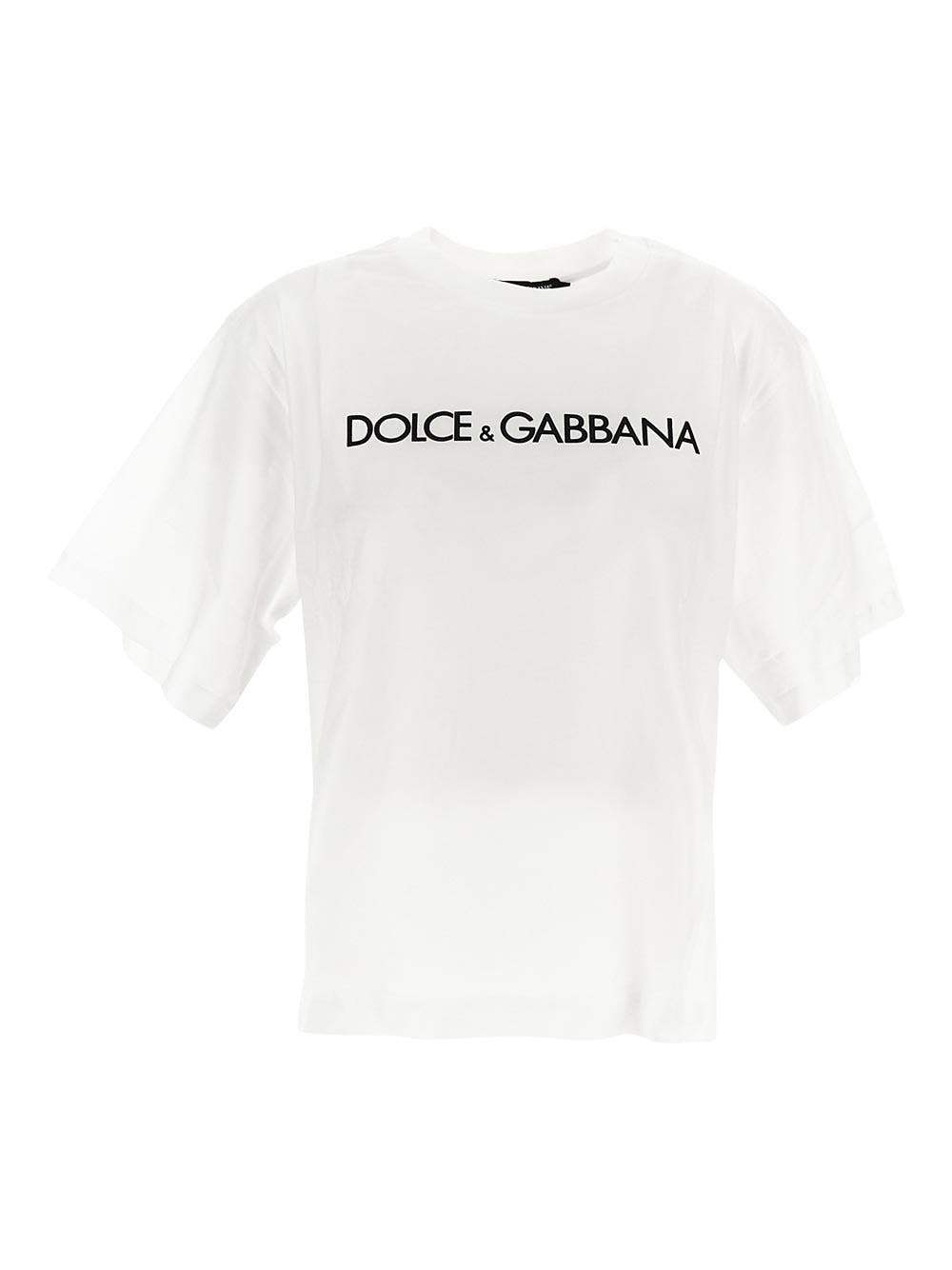 Dolce and Gabbana White Metal DG Logo V-Neck T-Shirt Dolce & Gabbana