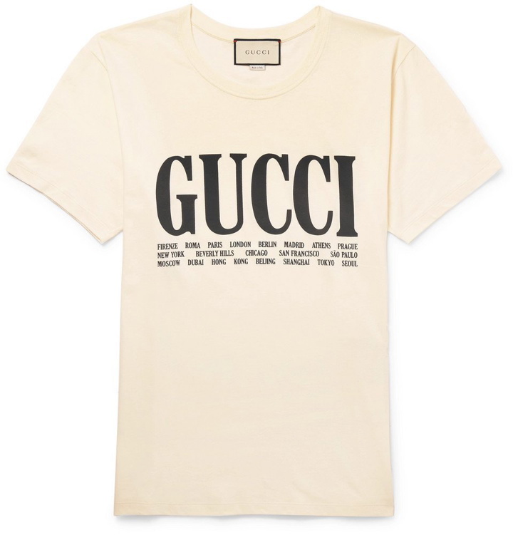 Photo: Gucci - Printed Cotton-Jersey T-Shirt - Men - Cream