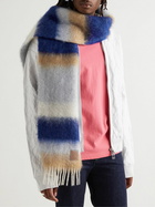 Loewe - Logo-Appliquéd Fringed Striped Mohair-Blend Scarf