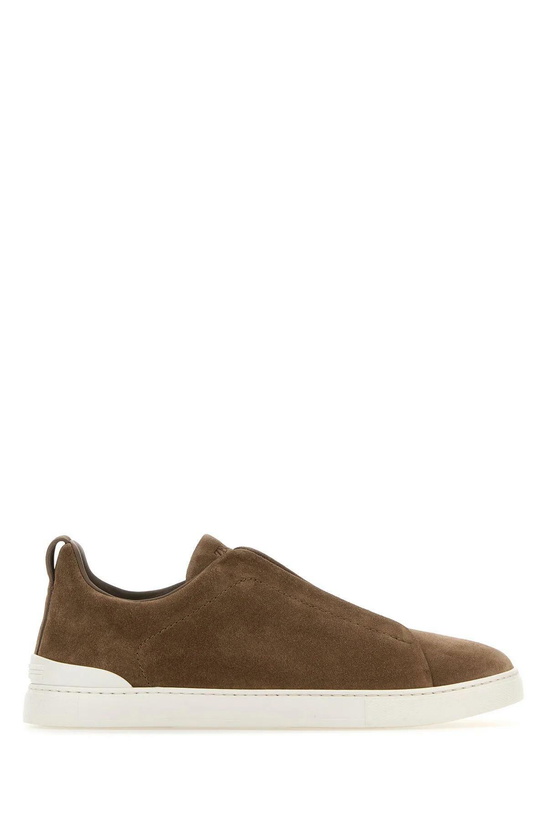 Photo: Zegna Dove Grey Suede Triple Stitch Slip Ons
