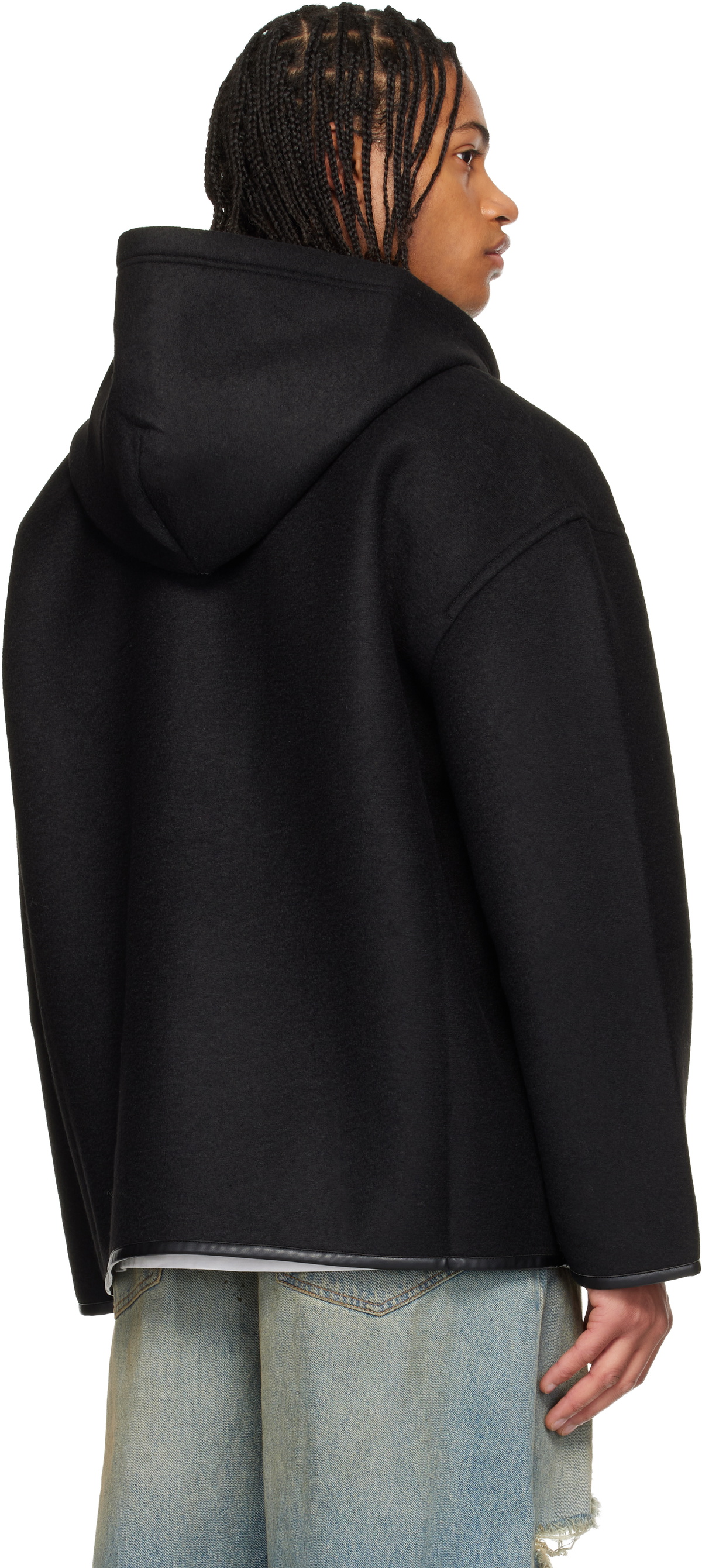 032c Black Neoprene Zip Up Hooded Jacket