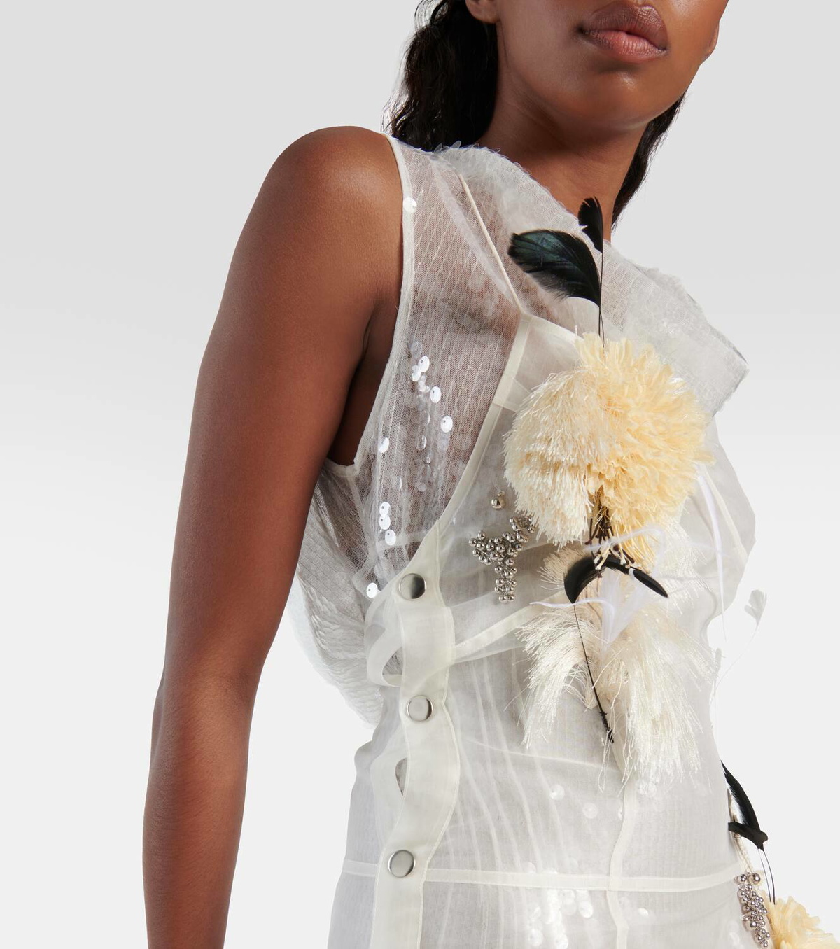 Xu Zhi Appliqué sequined silk midi dress