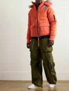 Greg Lauren - Faux Fur and Ripstop-Trimmed Quilted Cotton-Blend Twill Hooded Jacket - Orange