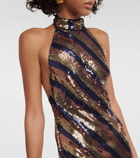 Rixo Sequined halterneck open-back gown