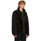 Sacai Green and Black Leopard Faux-Fur Blouson Jacket