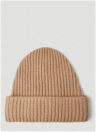 Knit Ribbed Beanie in Beige 