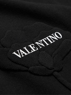 VALENTINO - Slim-Fit Appliquéd Contrast-Tipped Cotton-Piqué Polo Shirt - Black