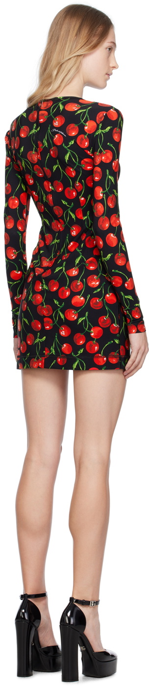Dolce & Gabbana Black & Red Cherry Print Minidress Dolce & Gabbana