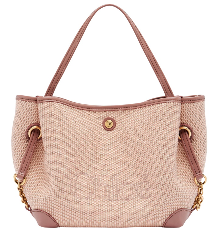 Photo: Chloé Small leather-trimmed raffia tote bag