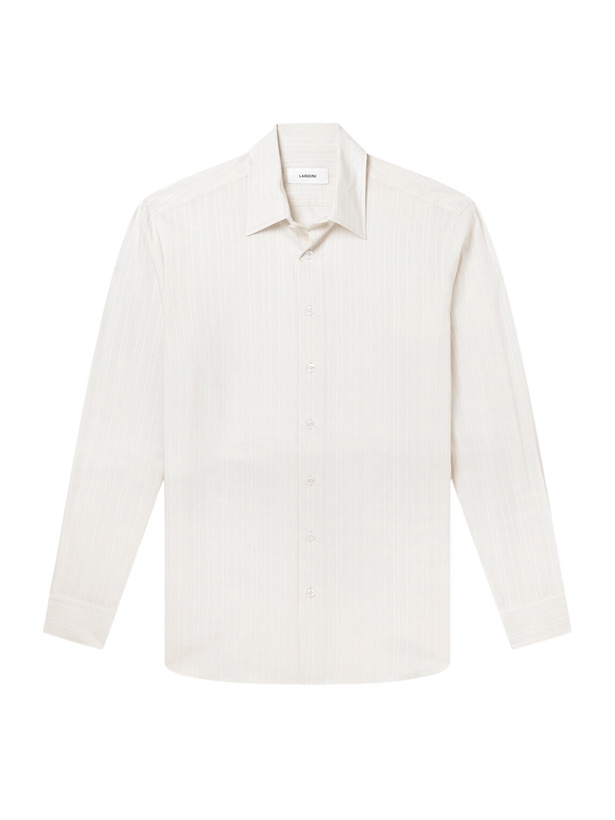 Photo: Lardini - Striped Cotton-Poplin Shirt - Neutrals