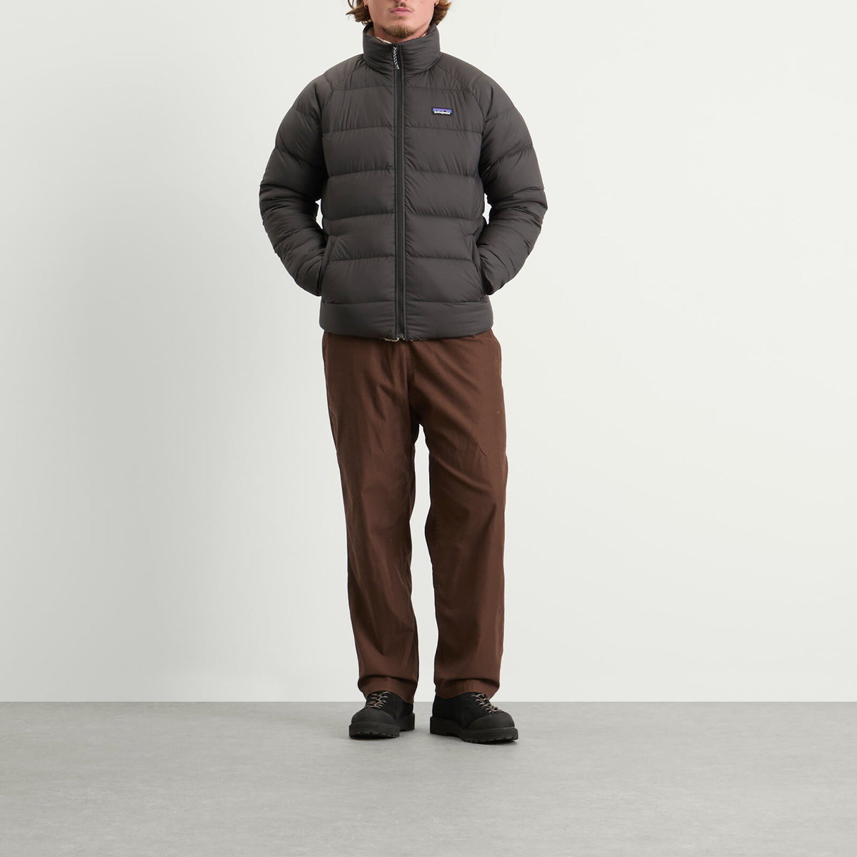 Patagonia Men's Reversible Silent Down Jacket in Black
