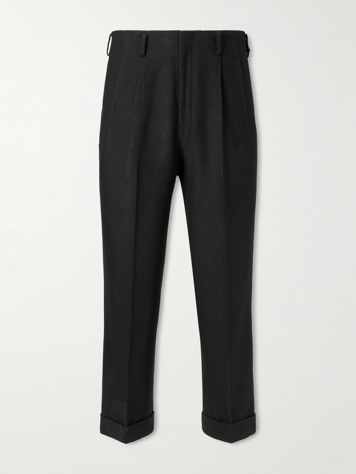 A.PRESSE - Straight-Leg Pleated Wool-Gabardine Trousers - Black A