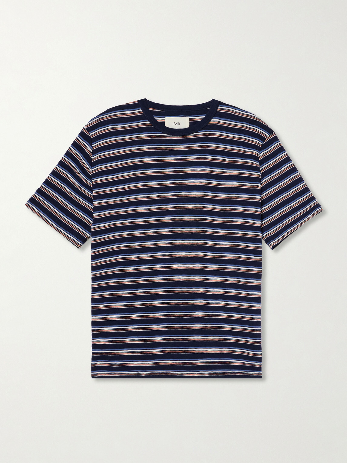 Folk - Striped Organic Cotton-Jersey T-Shirt - Blue