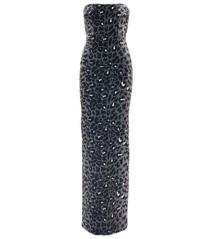 Photo: Alex Perry Leopard-print strapless velvet midi dress