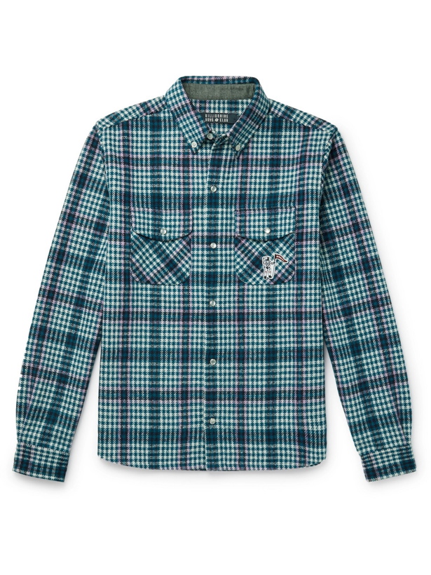 Photo: BILLIONAIRE BOYS CLUB - Button-Down Collar Logo-Appliquéd Checked Flannel Shirt - Gray - S
