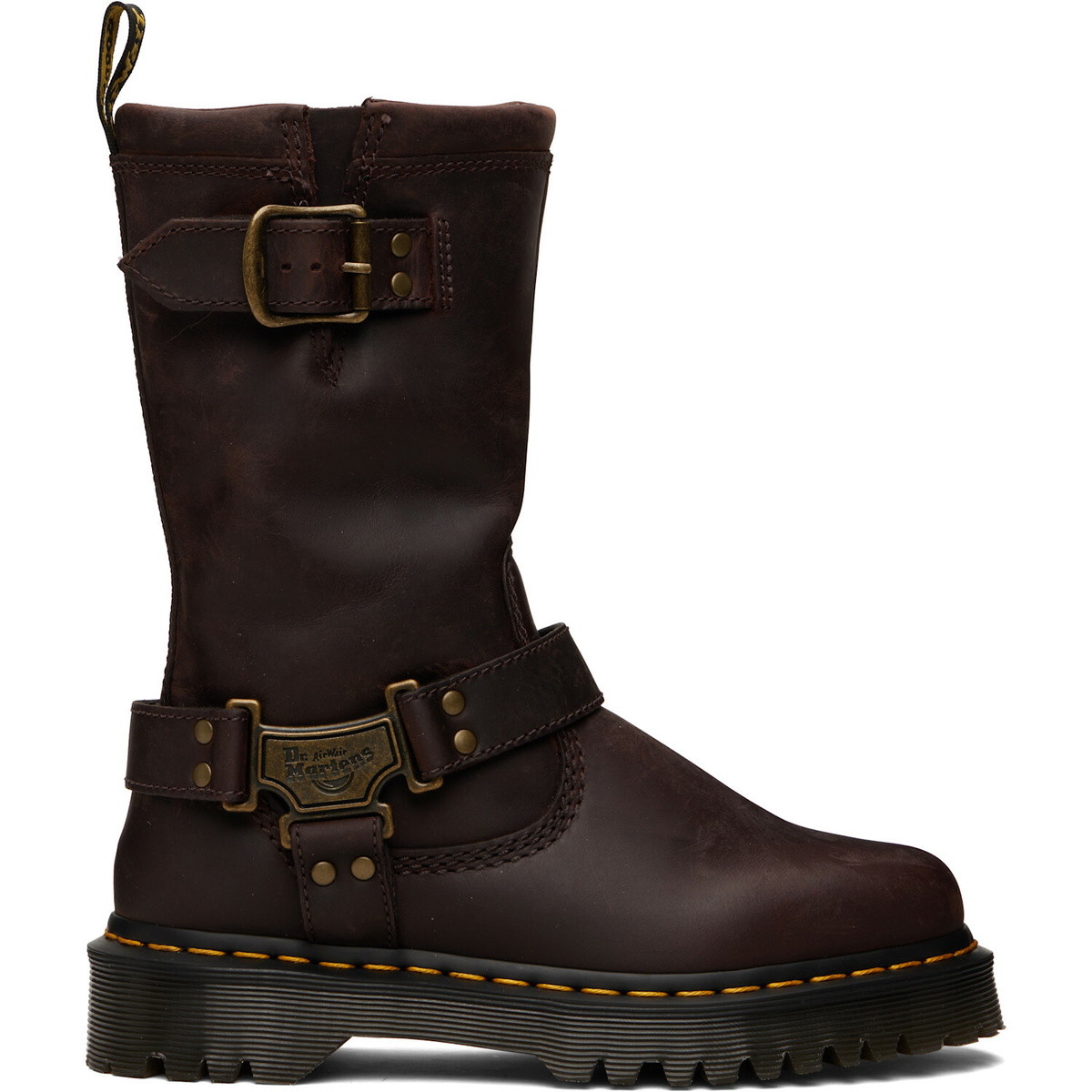 Dr. Martens Brown Anistone Hi Leather Biker Boots