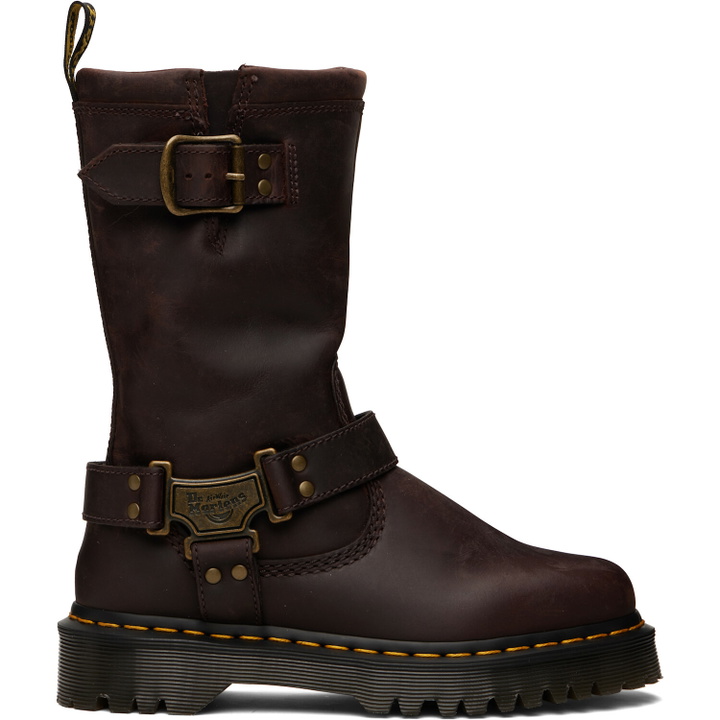 Photo: Dr. Martens Brown Anistone Hi Leather Biker Boots