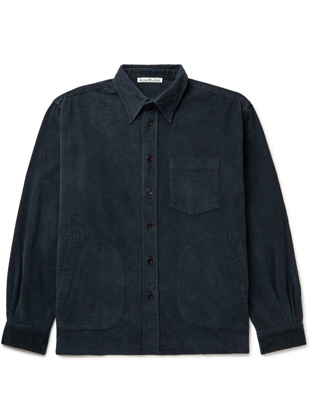 Photo: Acne Studios - Oversized Stretch-Cotton Corduroy Overshirt - Blue