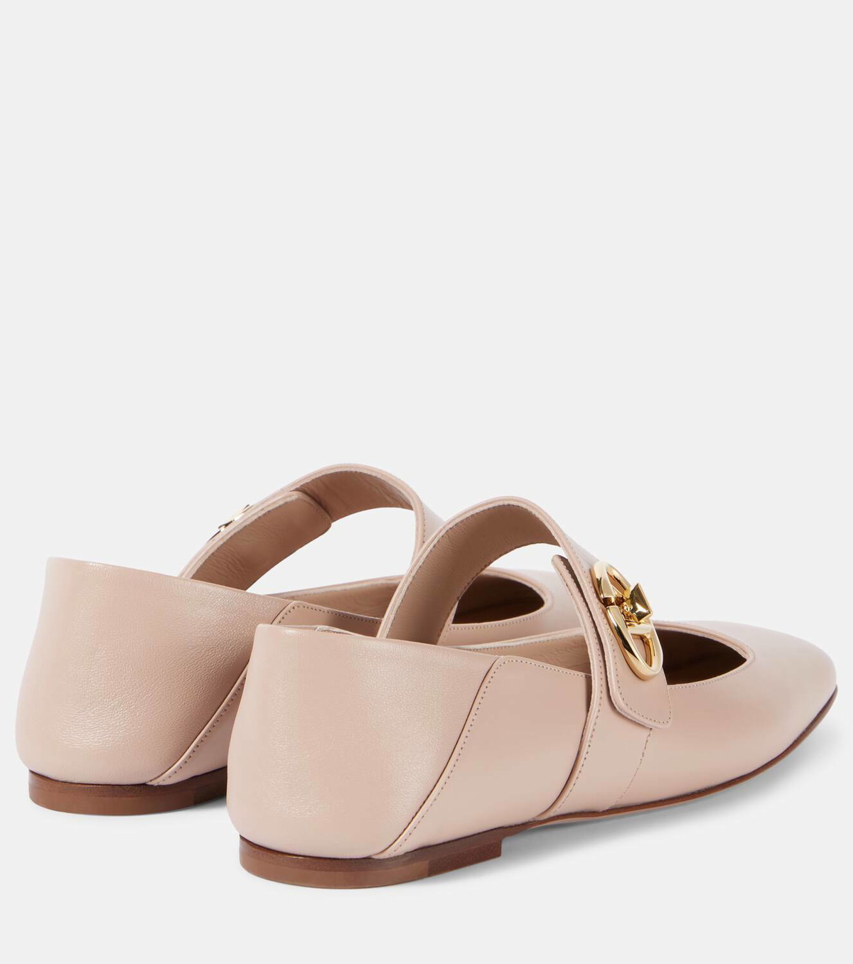 【Valentino Garavani】 VLogo Locker mirroredレザー Mary Jane VLogo Locker mirrored leather Mary Jane flats in gold