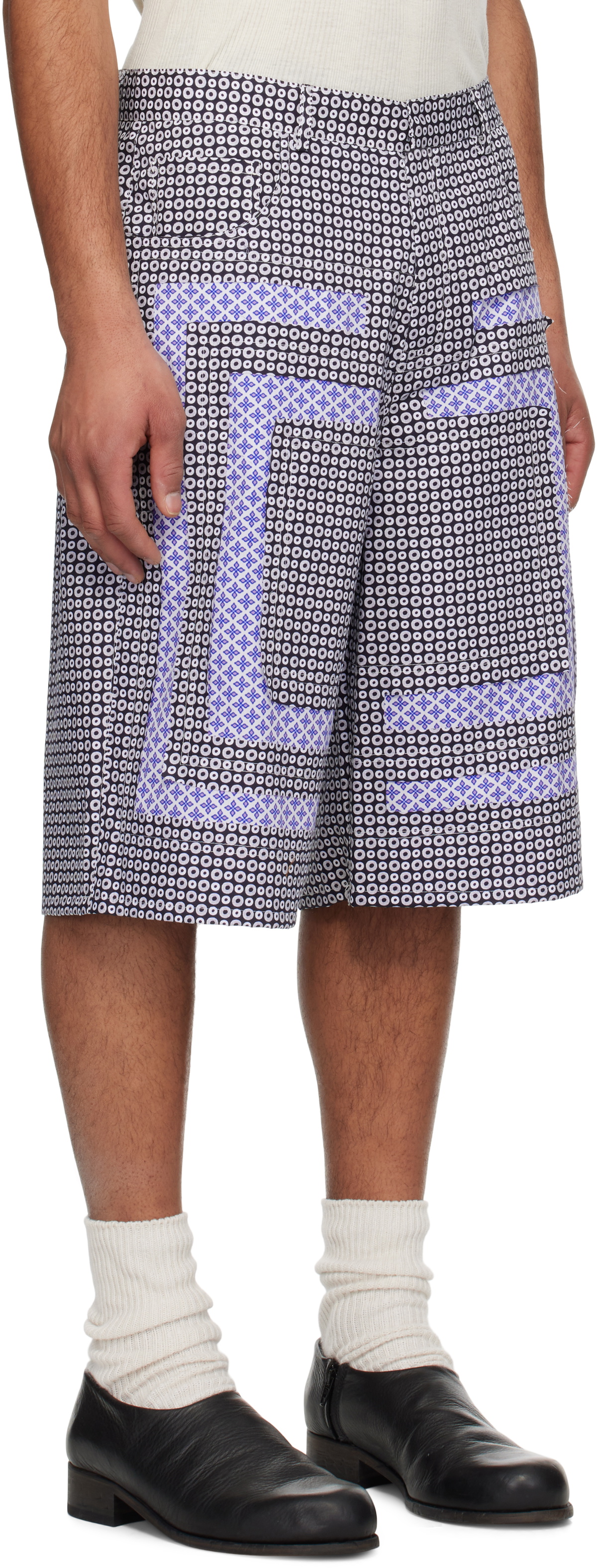 Edward Cuming SSENSE Exclusive Navy Flower Bermuda Shorts