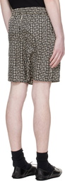 BALMAIN Black & White Monogram Pyjama Shorts