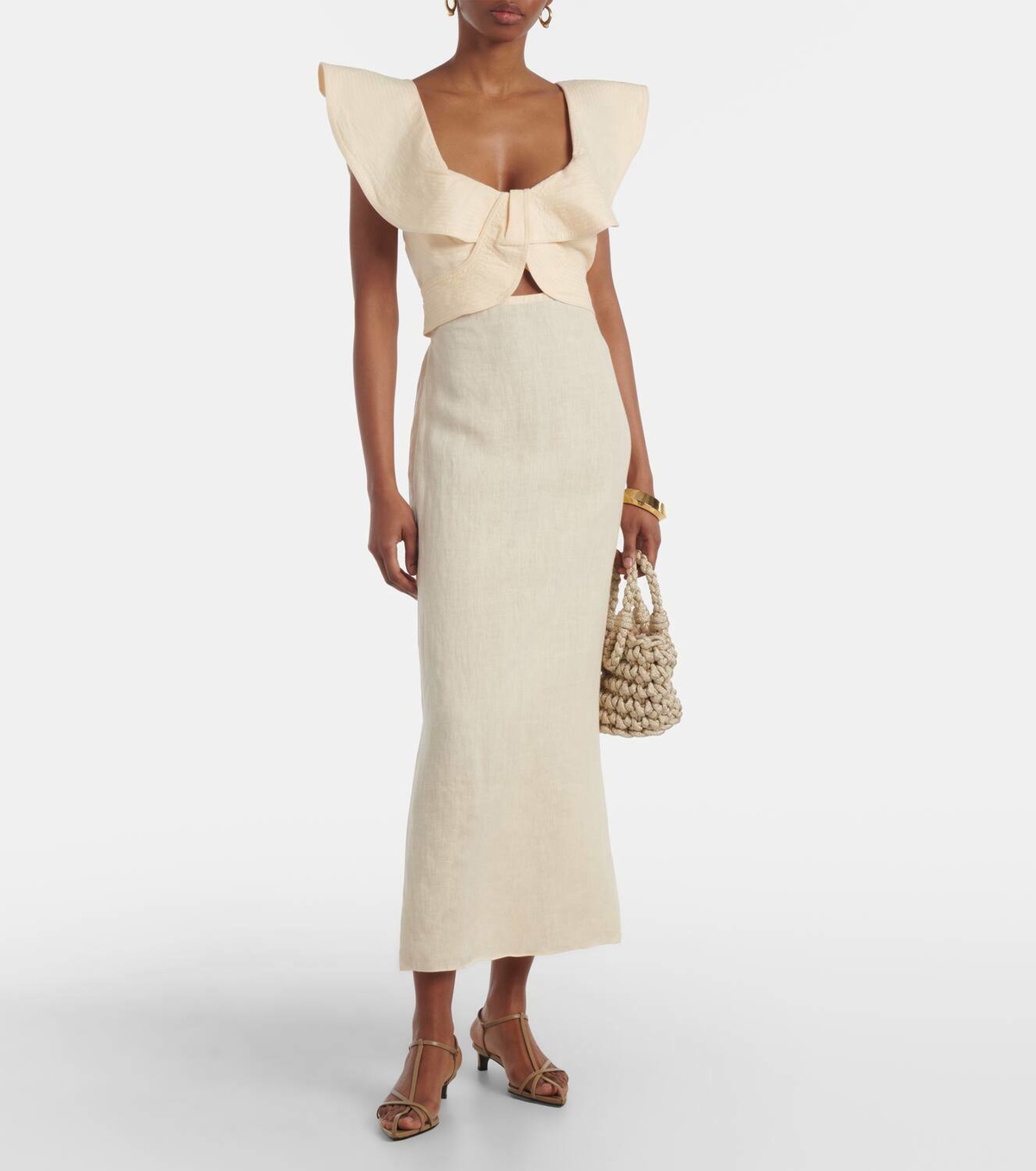 Johanna Ortiz Ruffled linen midi dress Johanna Ortiz