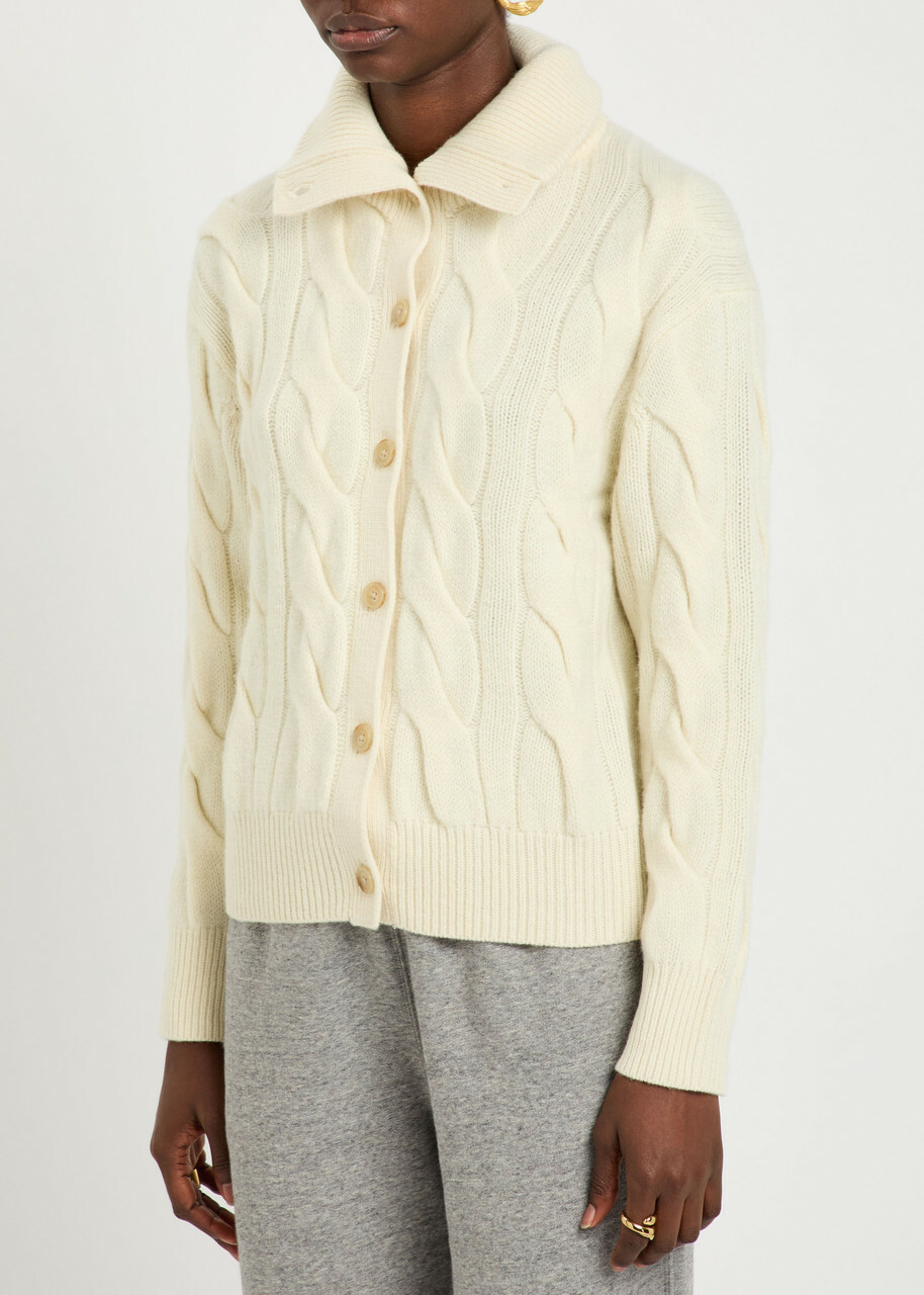 Polo Ralph Lauren Cable-knit Wool and Cashmere-blend Cardigan Cream