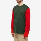 Comme des Garçons Homme Plus Men's Long Sleeve Layered Panel T-Shirt in Dark Green