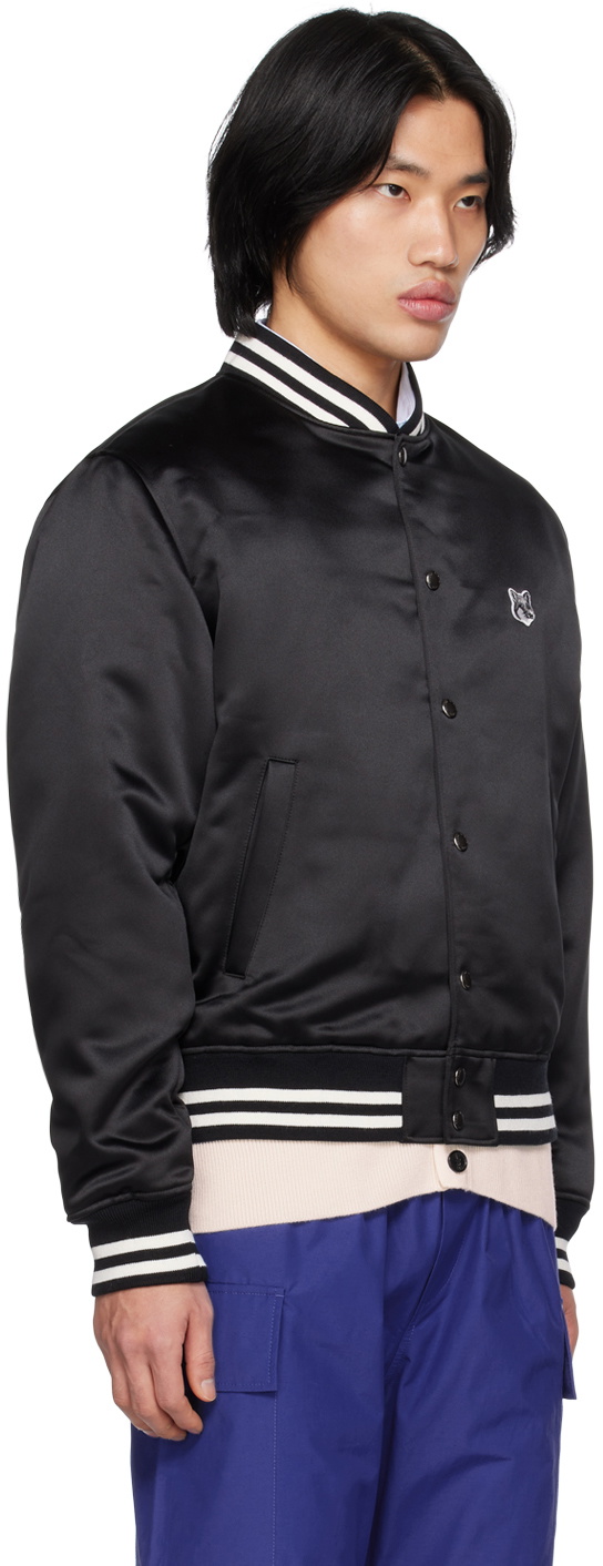 Maison Kitsuné Black Fox Head Bomber Jacket
