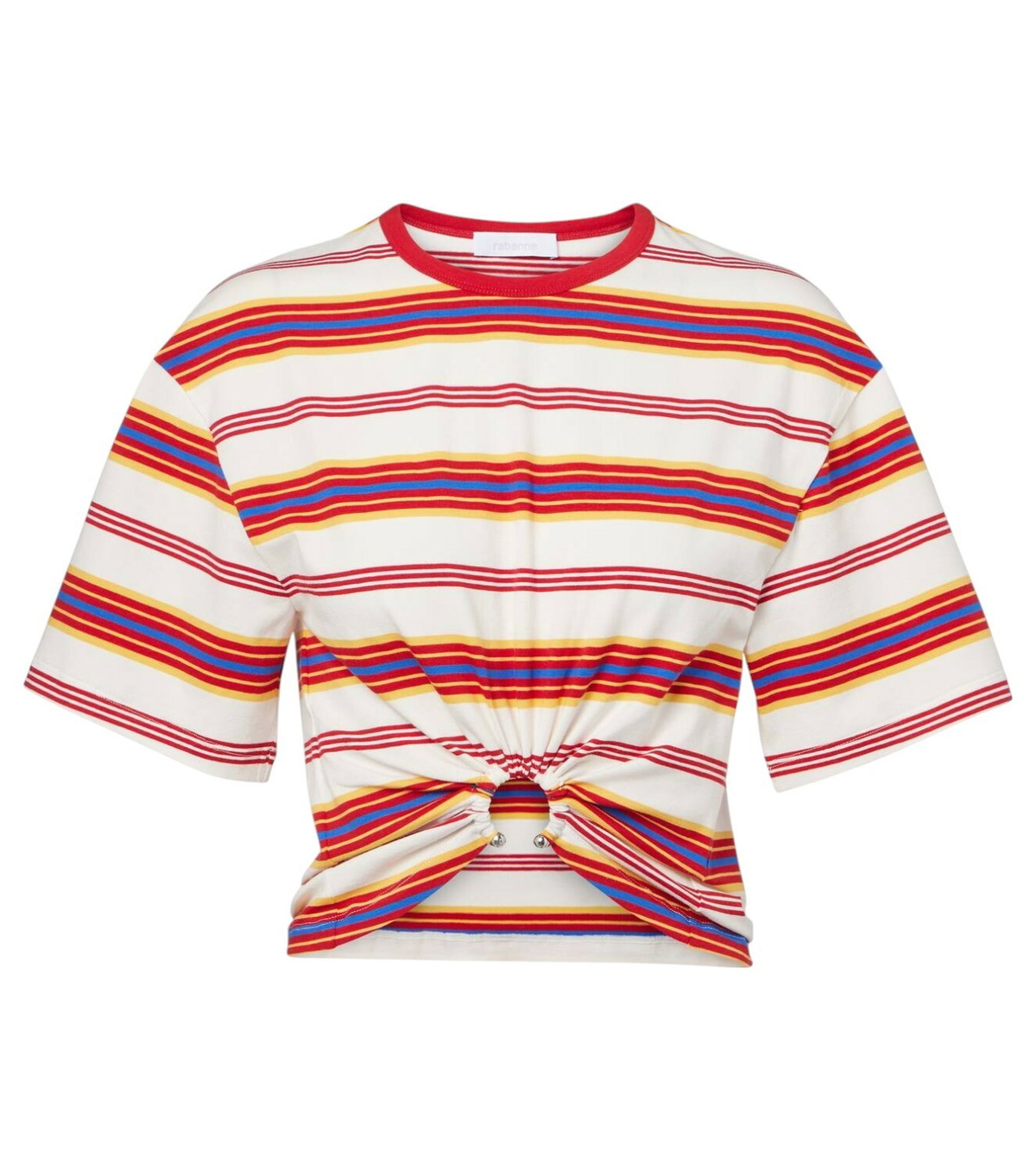 ☆関税込み☆【RABANNE】Gathered cotton jersey T-shirt Rabanne Logo gathered cotton jersey T-shirt Paco Rabanne