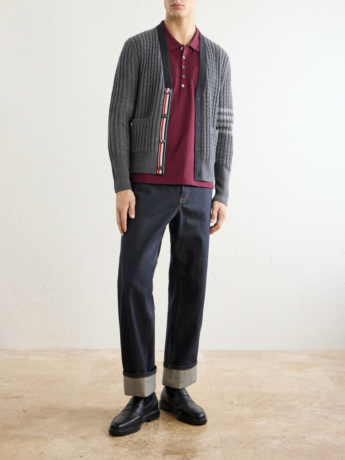 Thom Browne - Cotton-Jersey Polo Shirt - Burgundy