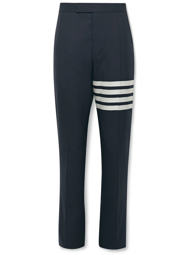 Photo: THOM BROWNE - Grey Slim-Fit Tapered Striped Wool Suit Trousers - Blue
